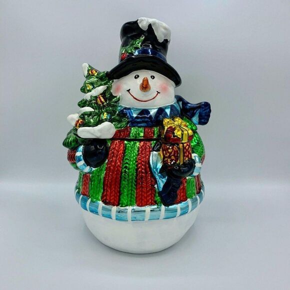 DAVIDS COOKIES Snowman Metallic Cookie Jar - Picture 3 of 10
